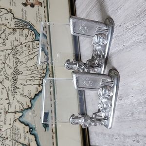 Pair of Kirk Stieff Pewter Baby Nursery Picture Frames Cat AB